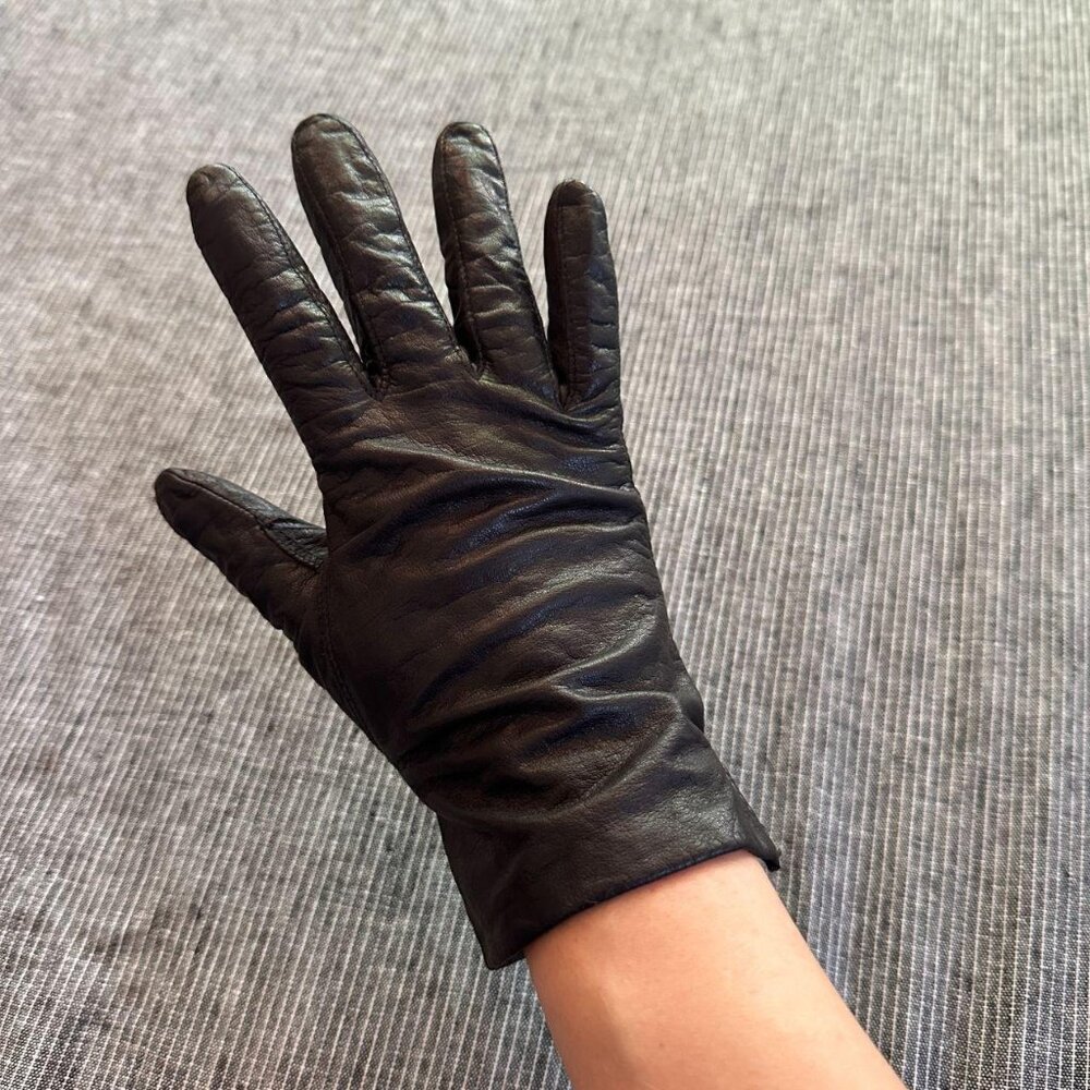 Vintage Dark Brown Genuine Leather Gloves